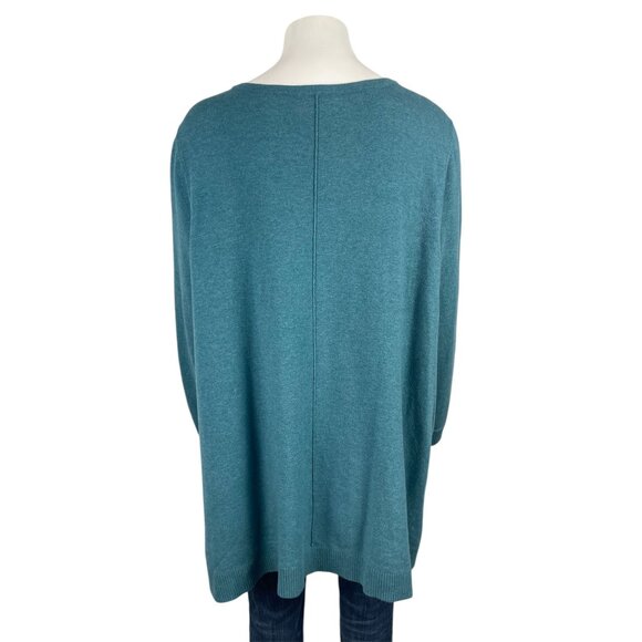 J Jill Teal Lightweight Long Sleeve Sweater 3X Crew Neck Soft Front Seam - Picture 3 of 9